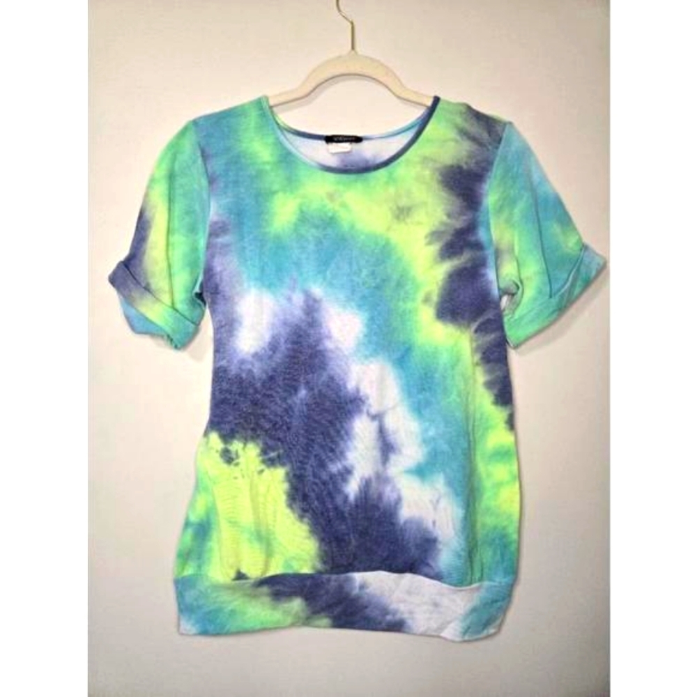 Women's Hemish Tie Dye short sleeve T-Shirt - Size Small Blue/Green